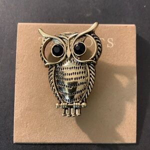 Talbots owl pin, brooch, gold tone
